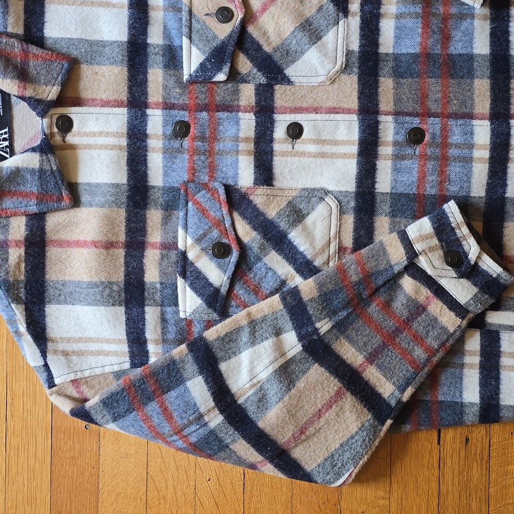 Zara, Shacket Wool Blend Plaid, Oversized, EUC, Women's M - Picture 5 of 12